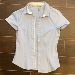 H&M Blue/White Pinstripe Short-Sleeve Button-Down